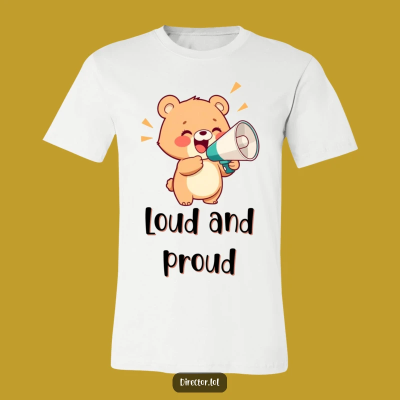 Funny Bear Cub Megaphone Tee: Shout Your Glee with this Hilarious Shirt