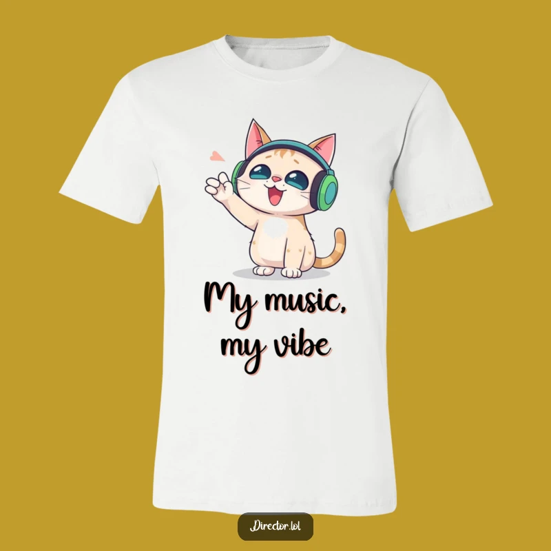 Funny Cat Headphones T-Shirt: Wild Gestures Tee for Music Enthusiasts