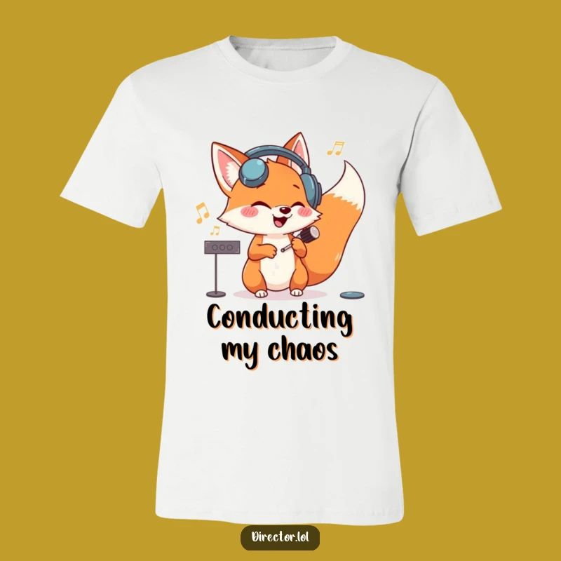 Funny Fox Conductor T-Shirt: Giggling Maestro Tee Gift for Music Fans