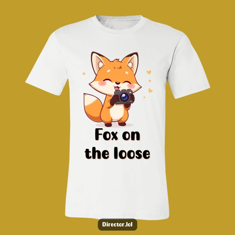 Funny Fox Director T-Shirt: Charming Fox with Script & Camera, Hilarious Movie Gift Tee