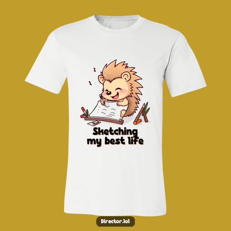 Funny Hedgehog Storyboard T-Shirt: Determined Artist Tee Gift
