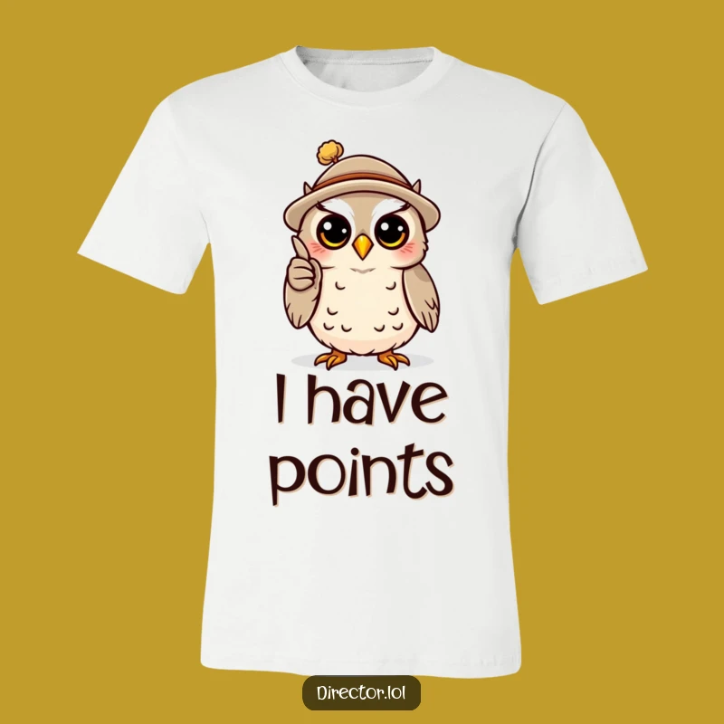 Funny Owl Professor T-Shirt: Dramatic Wisdom, Tiny Pointer Style