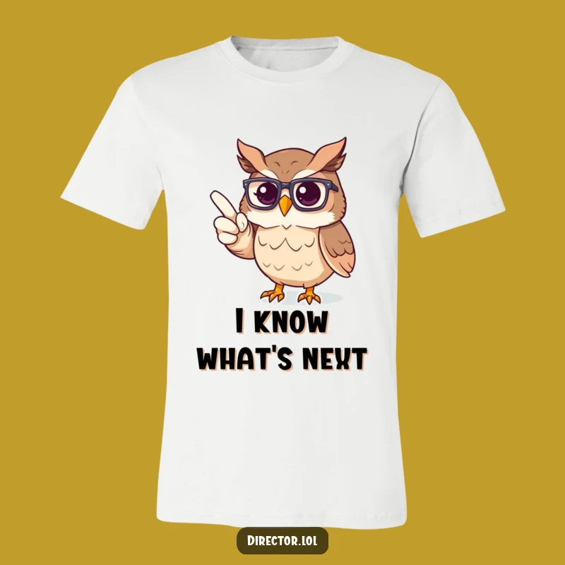 Funny Owl Director T-Shirt: Proud Spectacled Owl Directing Imaginary Stage Show!