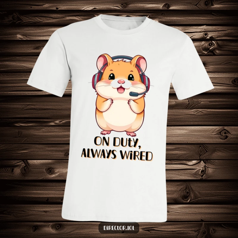 Funny t-shirt with a determined hamster sporting a headset, focused and ready to dominate any virtual battlefield.