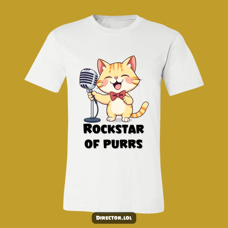Funny Cat Microphone T-Shirt: Hilarious Bowtie Cat Tee for Singers