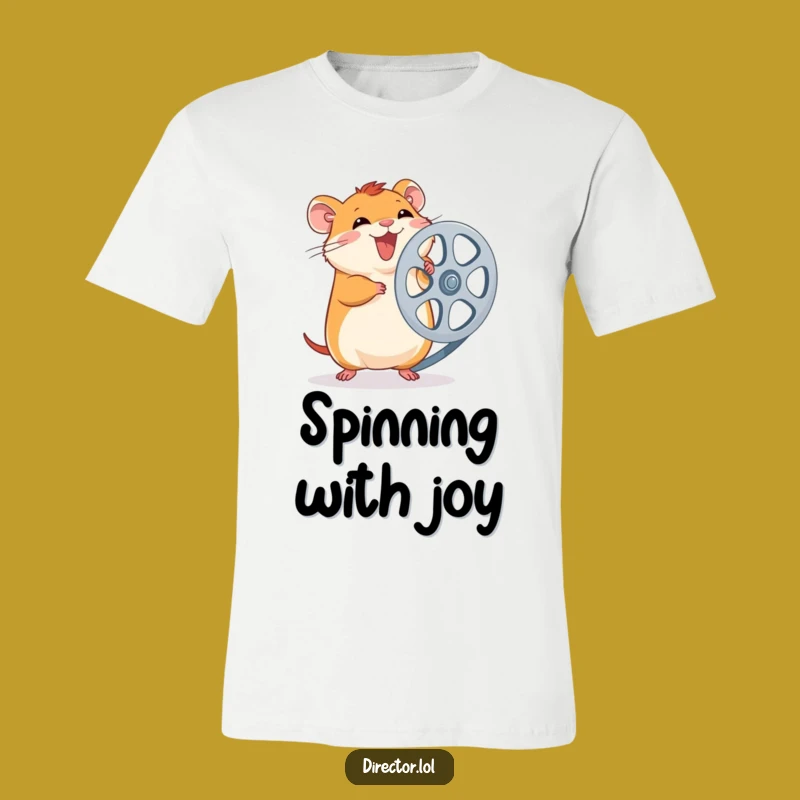 Funny Hamster Film Reel T-Shirt: Giggling Hamster Spinning Reel, Hilarious Movie Gift Tee
