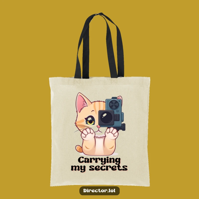 Funny Cat Camera Tote Bag: Carry Your Essentials with Cinematic Cuteness!