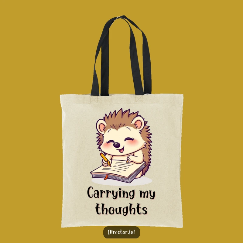 Funny Giggling Hedgehog Notepad Tote Bag: Carry Your Ideas in Style