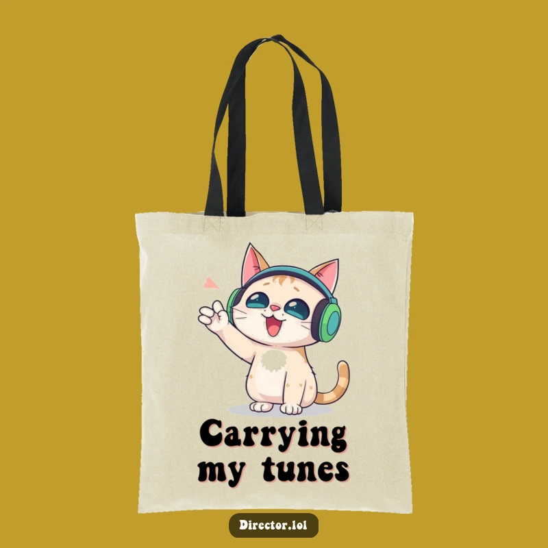 Funny DJ Cat Tote Bag: Carry Your Tunes with Humorous Style