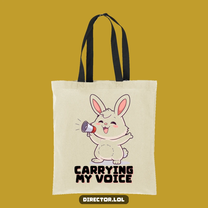 Funny Bunny Megaphone Tote Bag: Enthusiastic Leader Bag for Fun Lovers