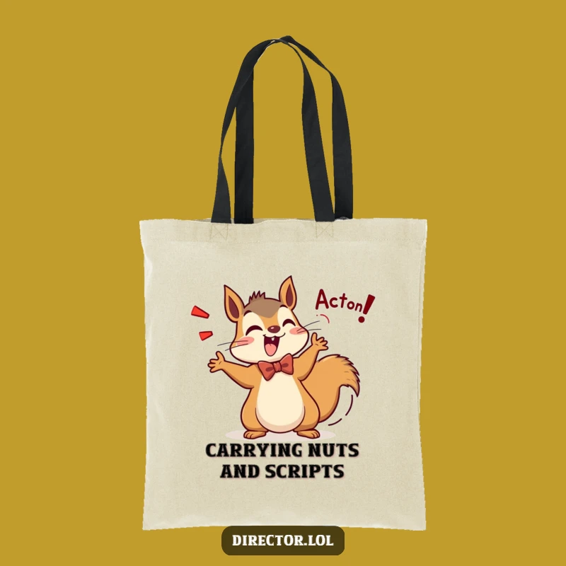 Funny Squirrel Director Tote Bag: Carry Your Gear with Action! Perfect Humorous Gift
