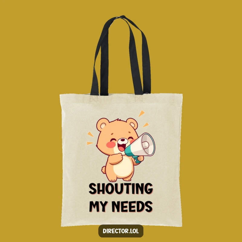 Funny Bear Cub Megaphone Tote: Carry Your Enthusiasm with this Hilarious Bag