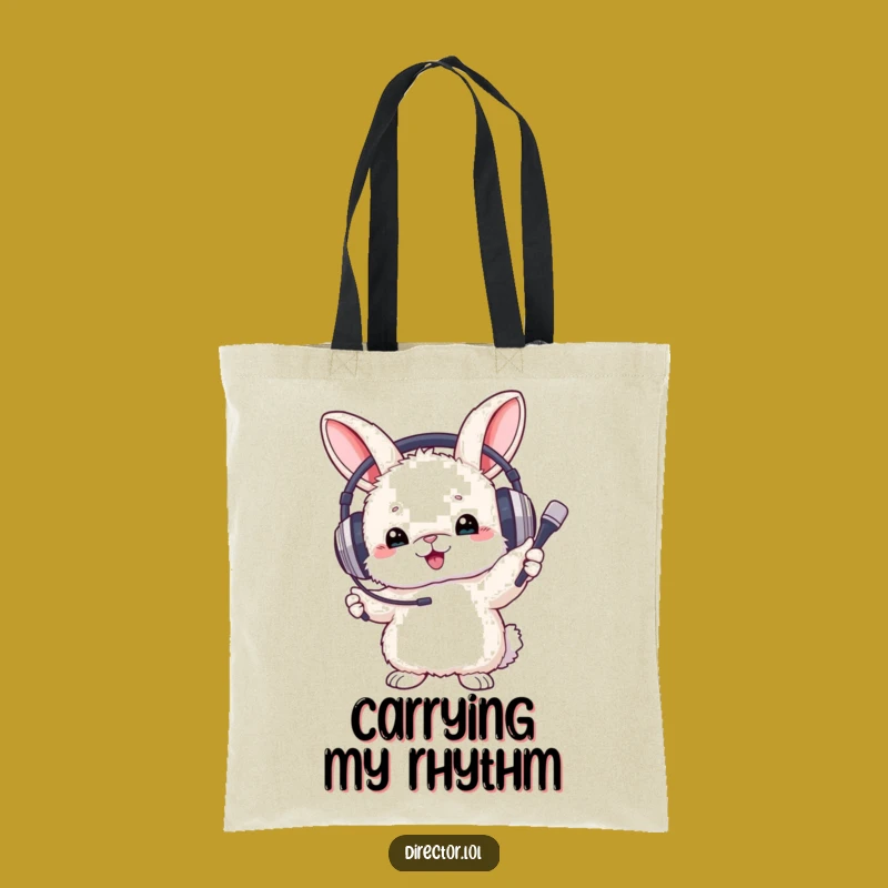 Funny Bunny Conductor Tote Bag: Fluffy Bunny, Music On, Carry Your Tunes