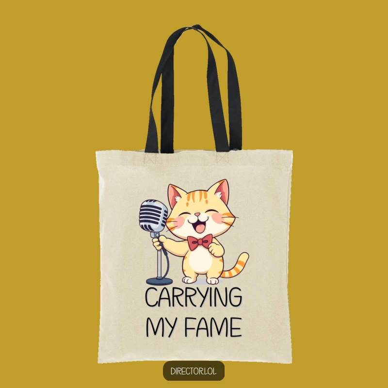 Funny Cat Microphone Tote Bag: Hilarious Singer's Carryall, Perfect Gift