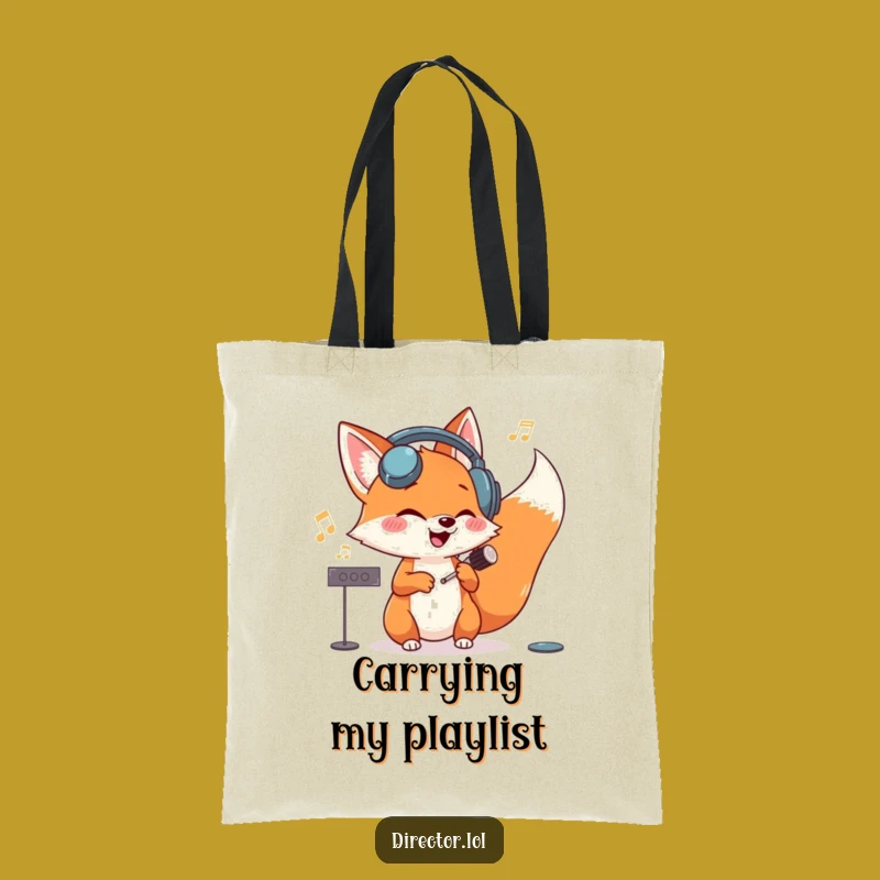Funny Fox Conductor Tote Bag: Musical Maestro Carry-All Gift