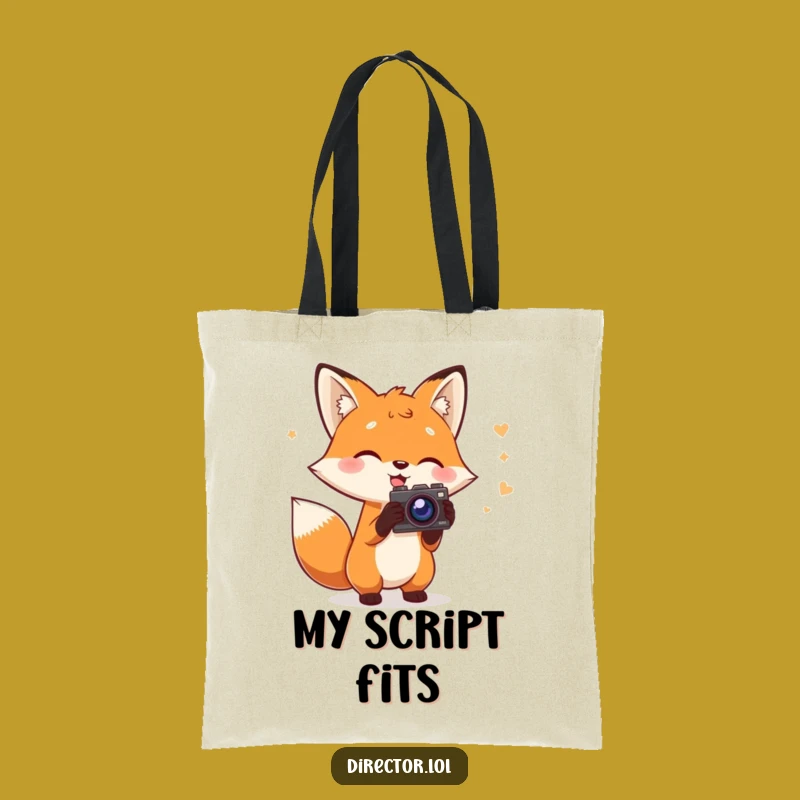 Funny Fox Director Tote Bag: Charming Fox with Script & Camera, Practical Movie Gift Bag