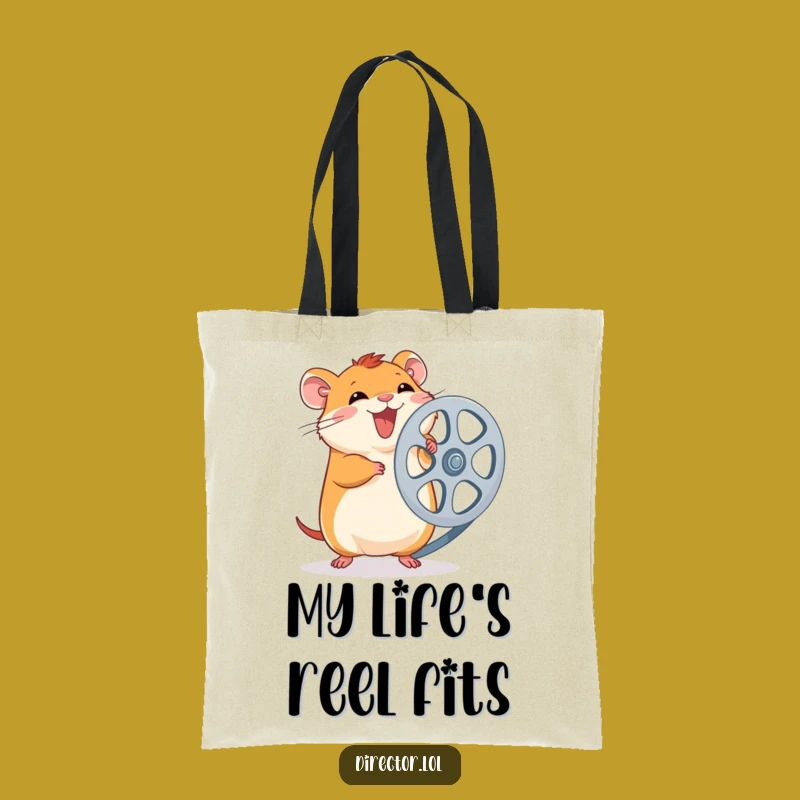 Funny Hamster Film Reel Tote Bag: Giggling Hamster Spinning Reel, Practical Movie Gift Bag