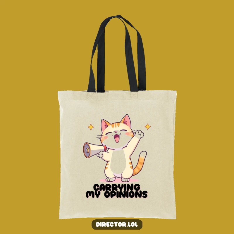 Funny Kawaii Cat Megaphone Tote Bag - Carry Your Essentials with Cat-titude