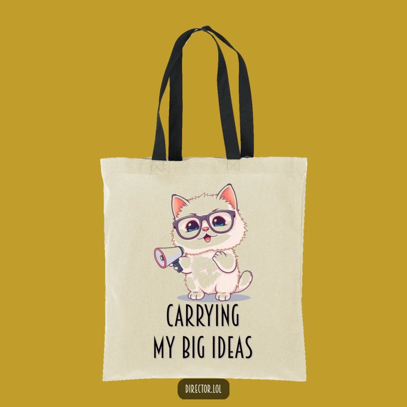 Funny Kitten Megaphone Tote Bag: Cute Cat Glasses Carry-All, Ideal Gift