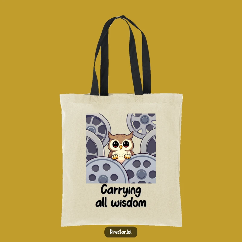 Funny Owl Film Reel Tote Bag: Carry Your Love for Movies with Whimsical Style!