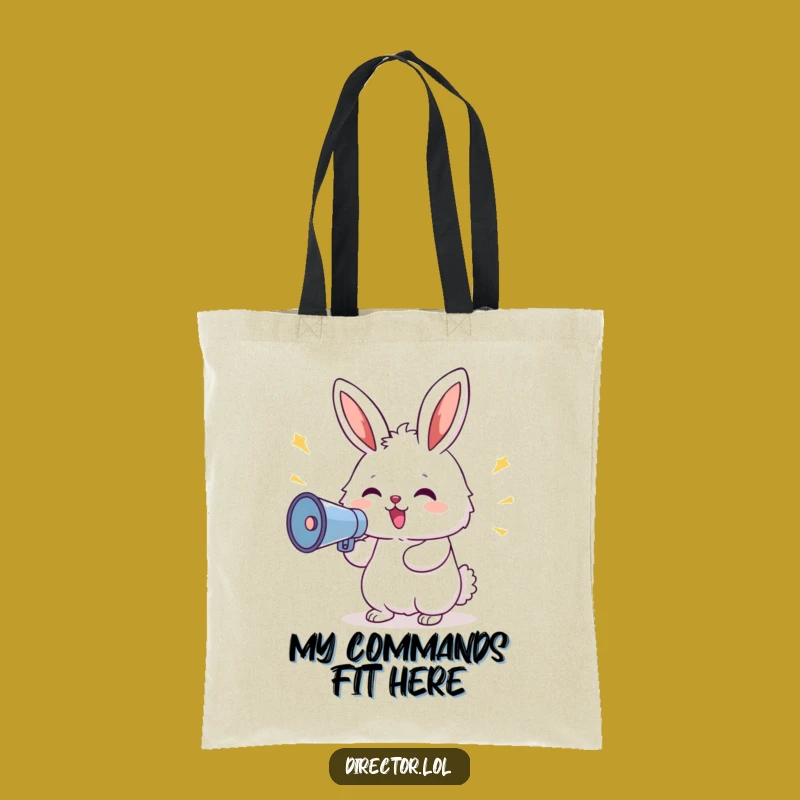 Funny Bunny Megaphone Tote Bag: Delighted Bunny Shouting Commands, Practical Animal Gift Bag